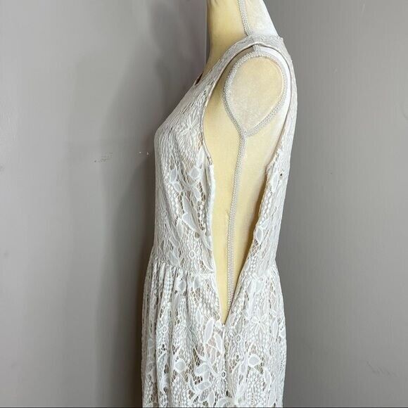 New Women Large Cream Lace Mini Dress Sleeveless Love Fire New - Picture 11 of 13